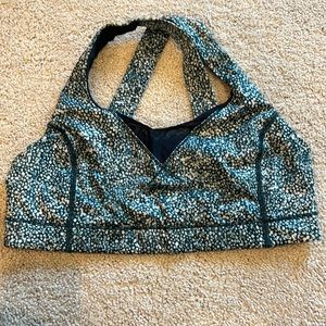Lululemon teal dot patterned sports bra. Size 10. Great condition.